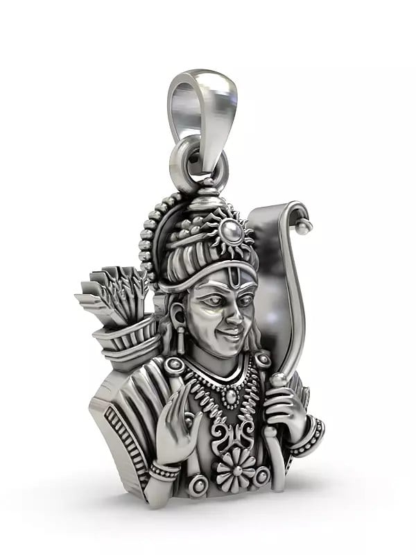 Exotic India Lord Ram Bust Stelring Silver Pendant 