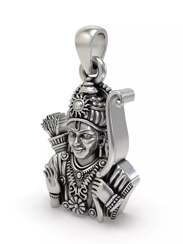 Exotic India Lord Ram Bust Stelring Silver Pendant 