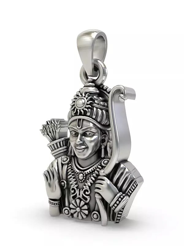 Exotic India Lord Ram Bust Stelring Silver Pendant 