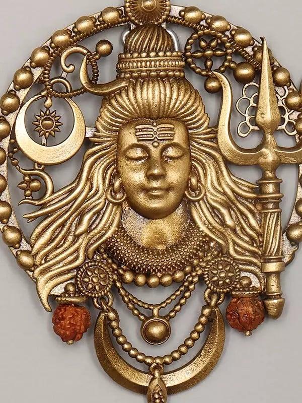 Exotic India Lord Shiva Carved Brass Brooch 