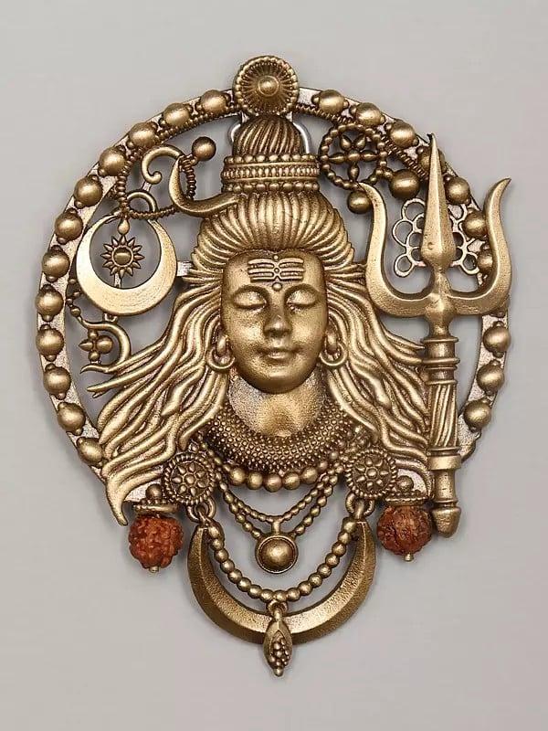 exotic india Lord Shiva Carved Brass Brooch 