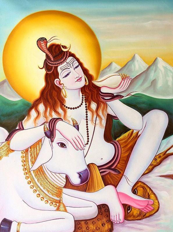 exotic india Lord Shiva In The Company Of Nandi