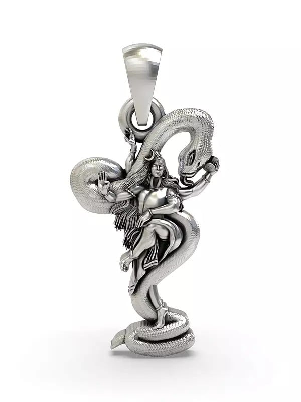 exotic india Lord Shiva Pendant with Snake 