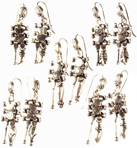 exotic india Lot of Five Sterling Earrings 