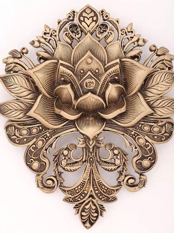 Exotic India Lotus Filigree Brass Brooch 