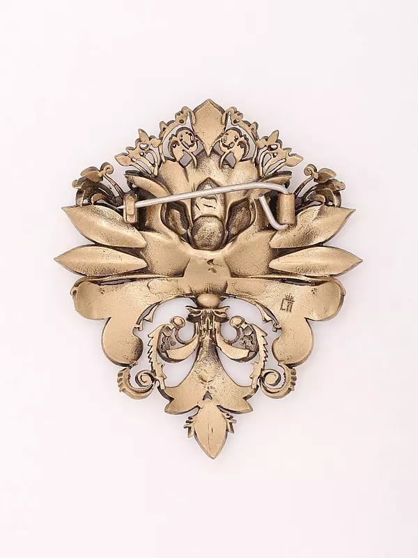 Exotic India Lotus Filigree Brass Brooch 