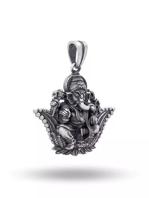 Exotic India Lotus Ganesha Antique Finish Pendant 
