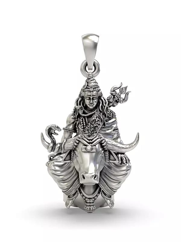exotic india Mahadev Seated on Nandi Pendant 