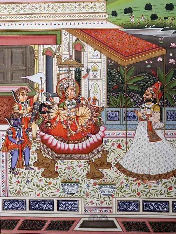 Exotic India Maharaja Mansingh Worshipping Devi 