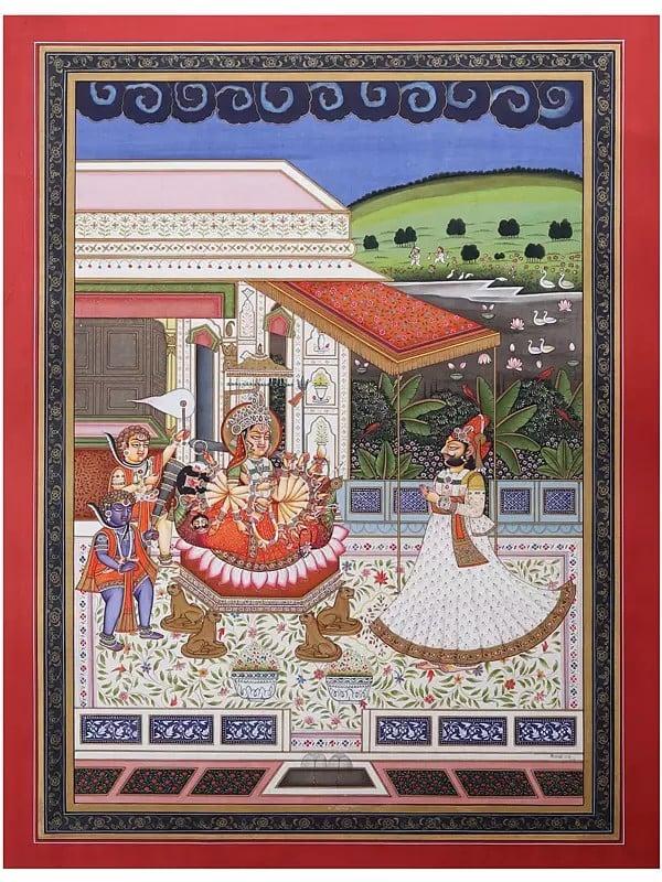 exotic india Maharaja Mansingh Worshipping Devi 