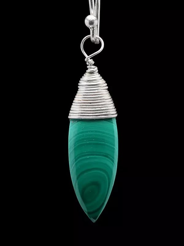 Exotic India Malachite Gemstone Hook Earrings 