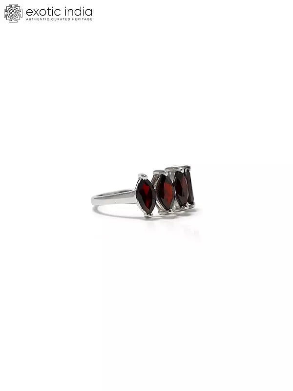 Exotic India Marquise Cut Faceted Garnet Ring