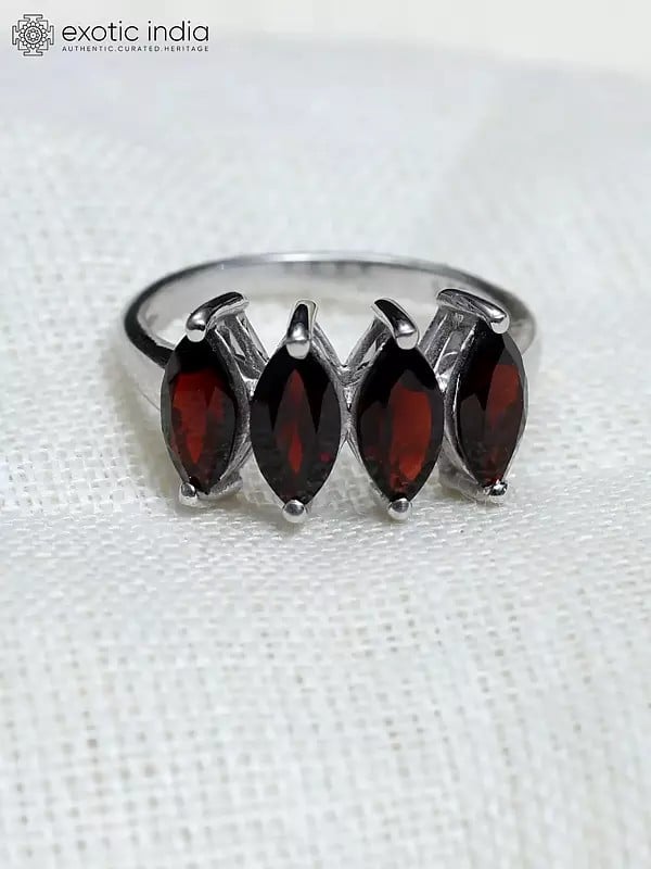 Exotic India Marquise Cut Faceted Garnet Ring