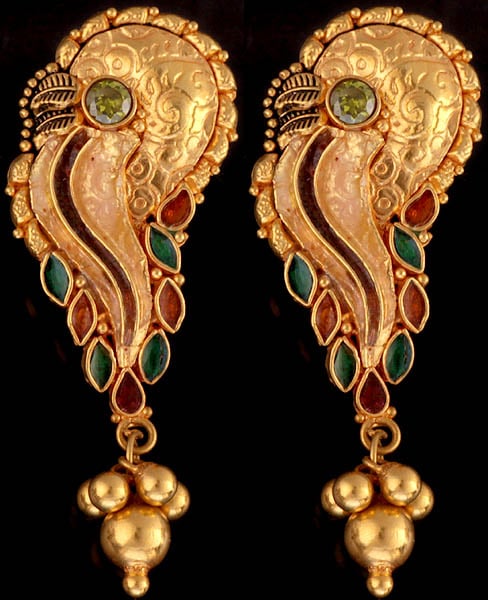 exotic india Meenakari Mayuri Earrings 