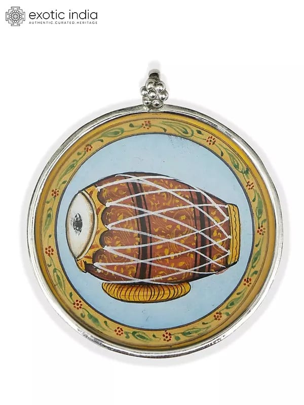 exotic india Mridangam Sterling Silver Pendant 