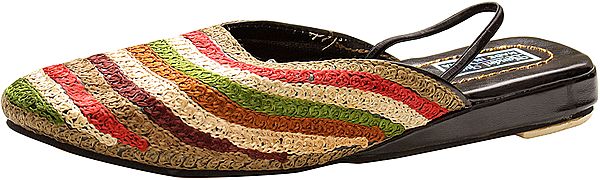 Exotic India Multi-Color Embroidered Slippers 