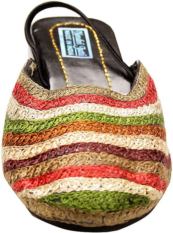 Exotic India Multi-Color Embroidered Slippers 