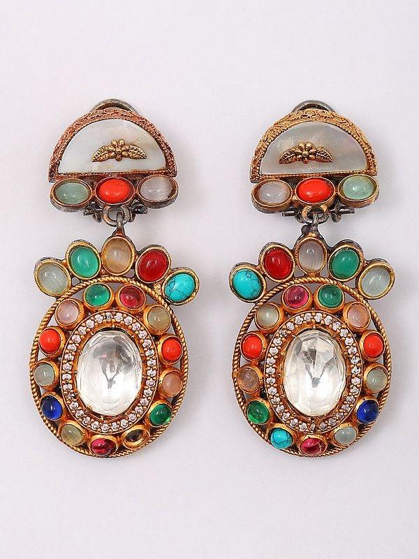 Exotic India Multicolor Choker And Earrings Set 