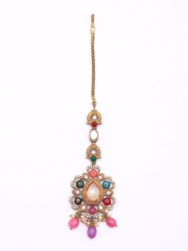Exotic India Multicolor Stone Studded Mangtika 