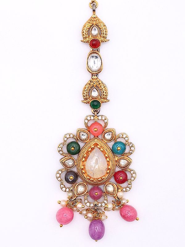 Exotic India Multicolor Stone Studded Mangtika 