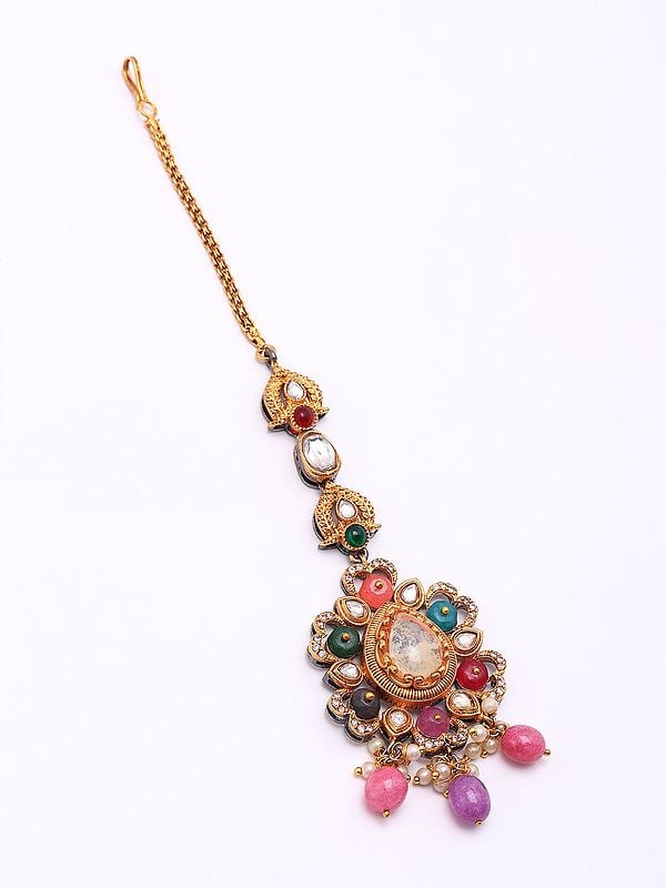 Exotic India Multicolor Stone Studded Mangtika 