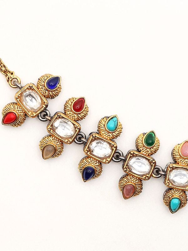 Exotic India Multicolor Stone-Studded Matha Patti
