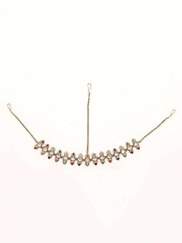 exotic india Multicolor Stone-Studded Matha Patti