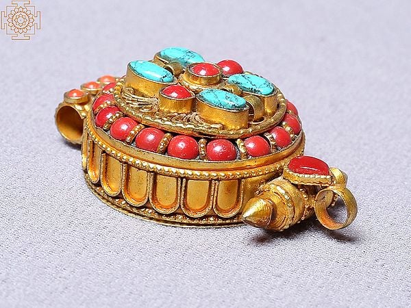 Exotic India Multiple Stone Copper Pendant Ghau