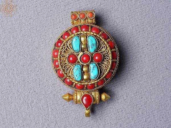 Exotic India Multiple Stone Copper Pendant Ghau