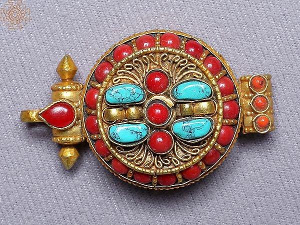 exotic india Multiple Stone Copper Pendant Ghau