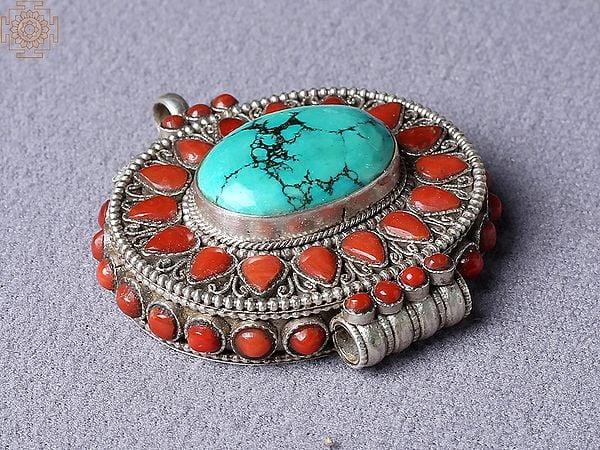 Exotic India Multiple Stone Pendant Turquoise