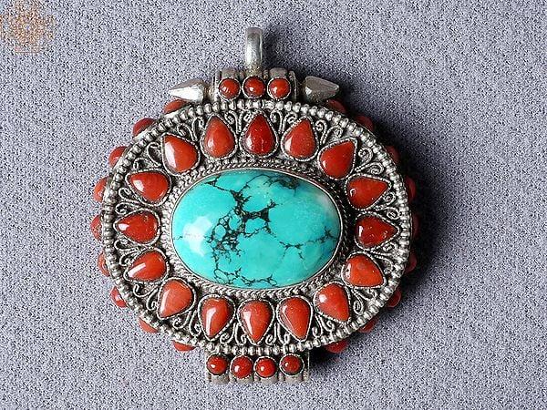 exotic india Multiple Stone Pendant Turquoise