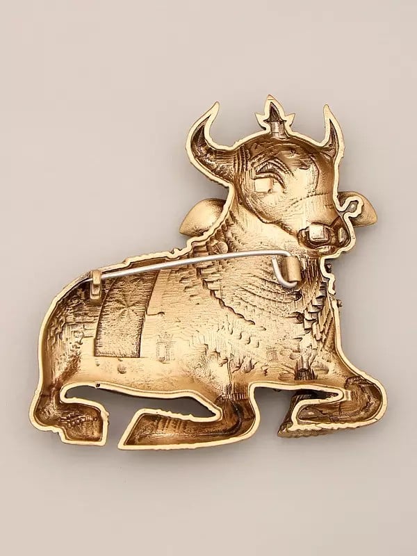 Exotic India Nandi Maharaj Brass Brooch 