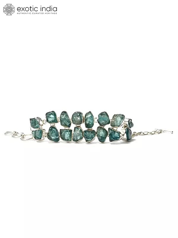 Exotic India Natural Raw Green Apatite Bracelet