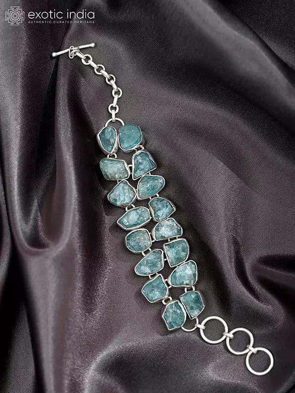 exotic india Natural Raw Green Apatite Bracelet 
