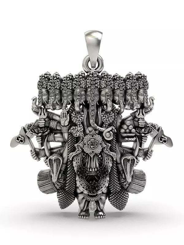 exotic india Nine Head Lord Ganesha Pendant