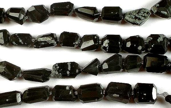 exotic india Obsidian Snow Flake Faceted Tumbles