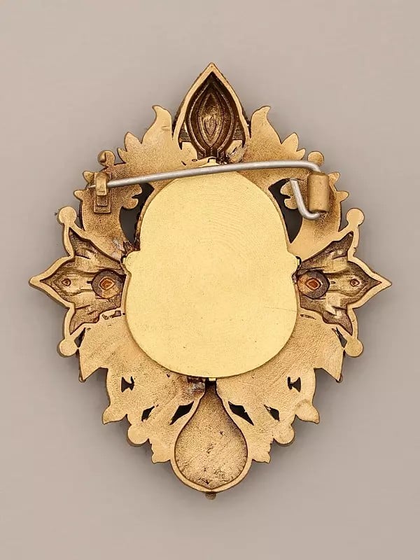 Exotic India OM Carved Brass Brooch 