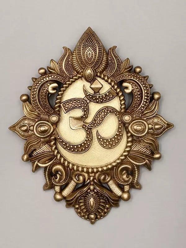 exotic india OM Carved Brass Brooch 