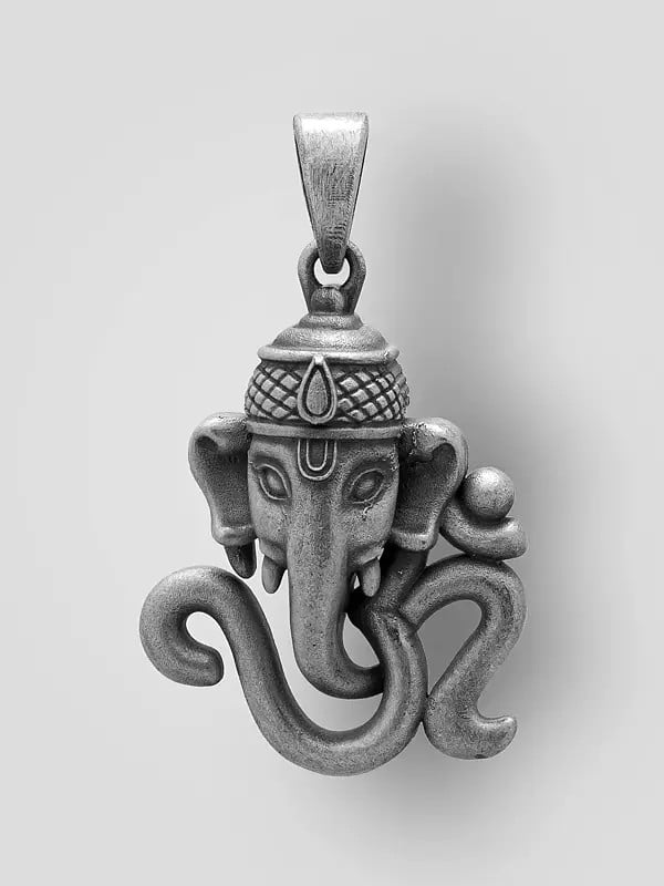 exotic india Om Ganesha Sterling Silver Pendant 