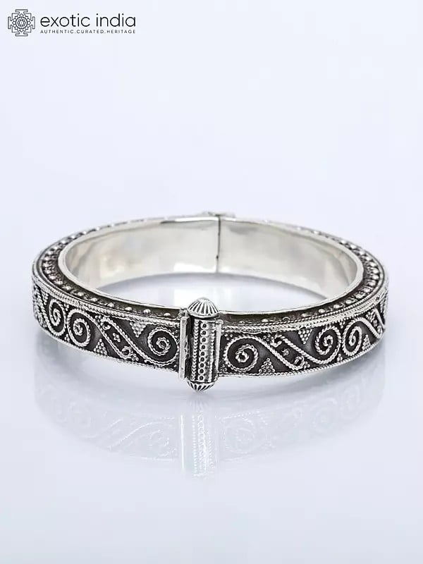 Exotic India Openable Sterling Silver Bangle 