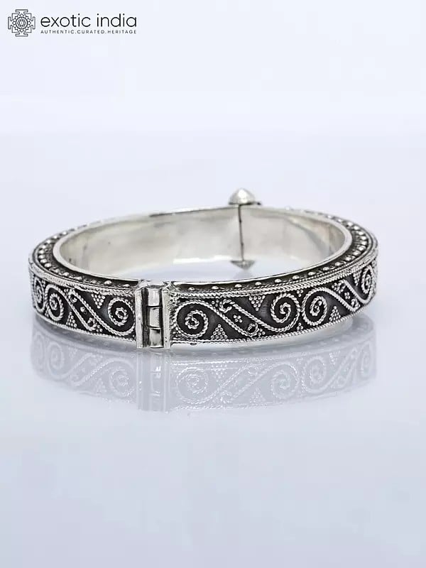 Exotic India Openable Sterling Silver Bangle 