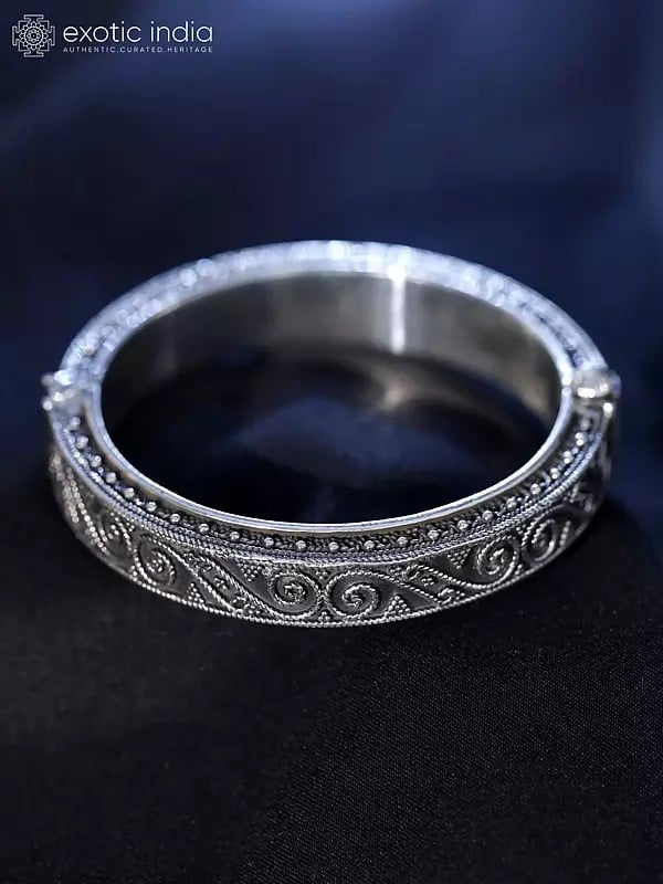Exotic India Openable Sterling Silver Bangle 