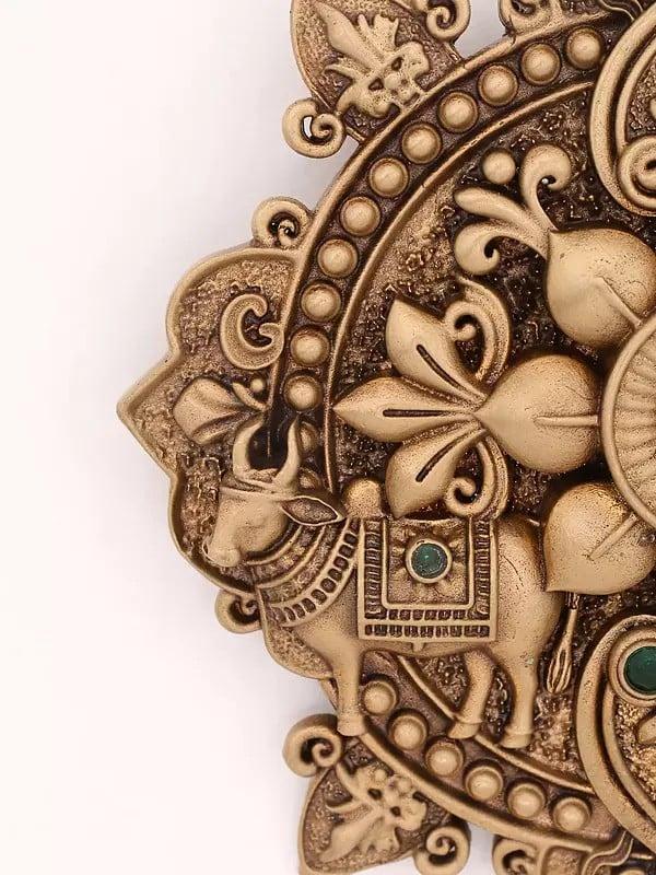 Exotic India Ornate Mandala Art Brooch With Bull 