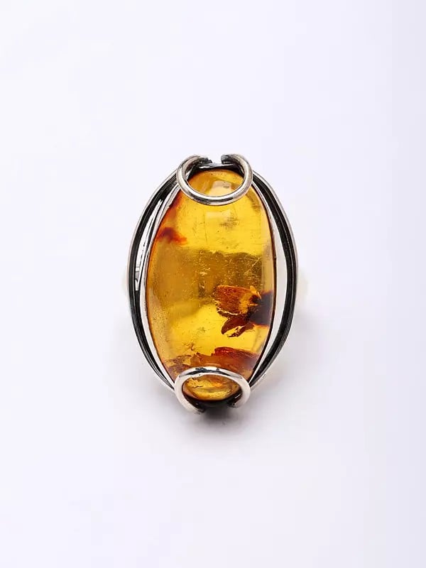 exotic india Oval Cut Baltic Amber Gemstone Ring 