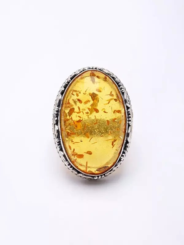exotic india Oval Cut Baltic Amber Gemstone Ring 