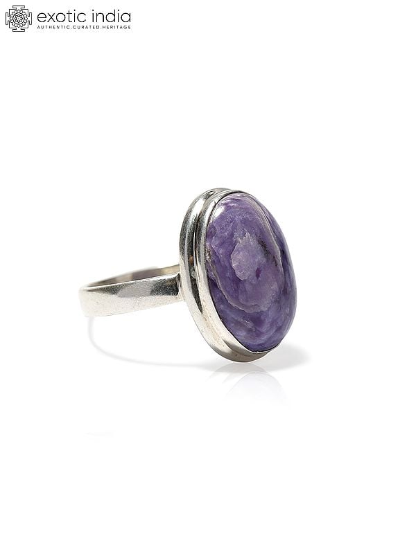 Exotic India Oval Cut Cherolite Gemstone Ring 
