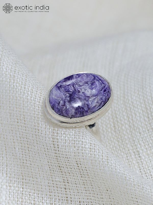 Exotic India Oval Cut Cherolite Gemstone Ring 