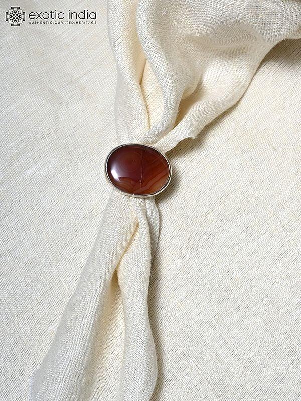Exotic India Oval Cut Sardonyx Banded Agate Ring 