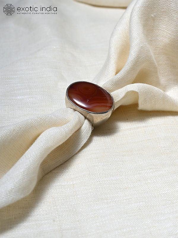 Exotic India Oval Cut Sardonyx Banded Agate Ring 